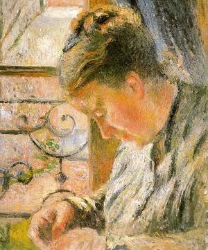 Portrait of Madame Pissarro Sewing near a Window  1878-79