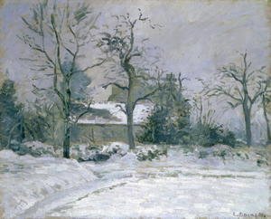 Camille Pissarro - Piette's House at Montfoucault, Snow Effect, 1874