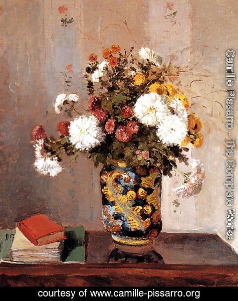 Camille Pissarro - Bouquet of Flowers, Chrysanthemums in a Chinese Vase