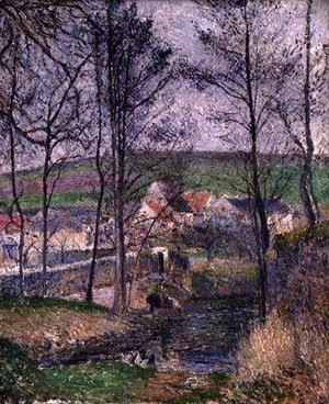 Camille Pissarro - The Banks of the Viosne at Osny in Grey Weather, Winter, 1883
