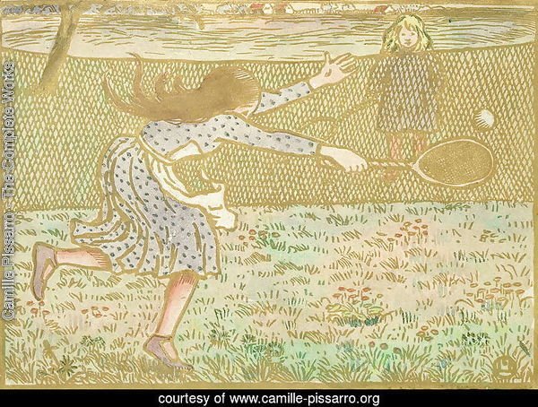 Girls Playing Tennis, from 'Woodcuts in Line and Colours',  1891