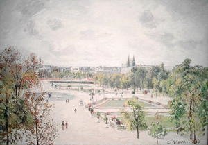Camille Pissarro - The Garden of the Tuileries, Morning, Grey Weather, 1899