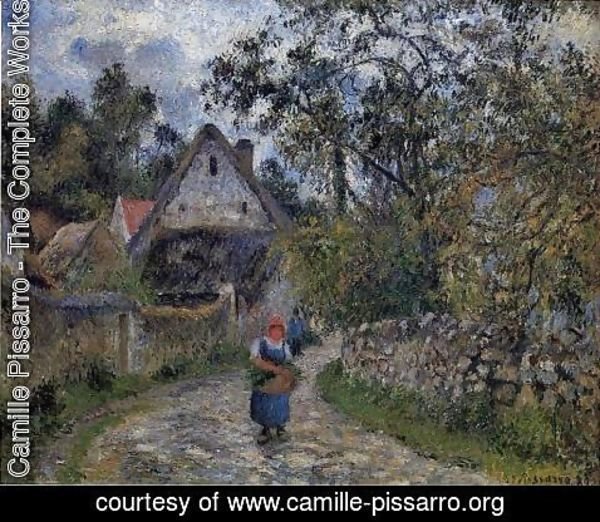 Camille Pissarro - The village path - thatched cottages in Valhermeil, 1880