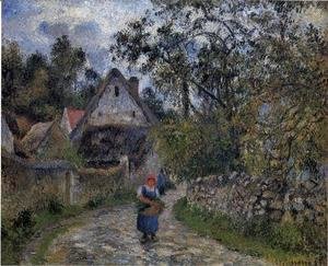 Camille Pissarro - The village path - thatched cottages in Valhermeil, 1880