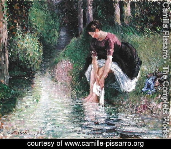 Camille Pissarro - Woman Washing Her Feet in a Brook, 1894