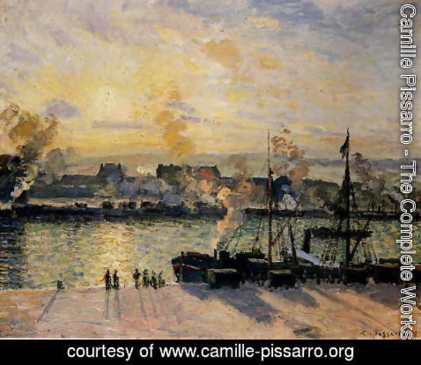 Camille Pissarro - Sunset, The Port of Rouen (Steamboats) 1898