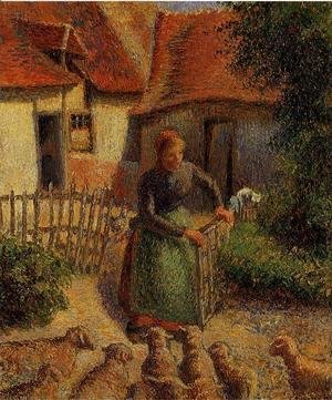 Camille Pissarro - Shepherdess Bringing in Sheep, 1886