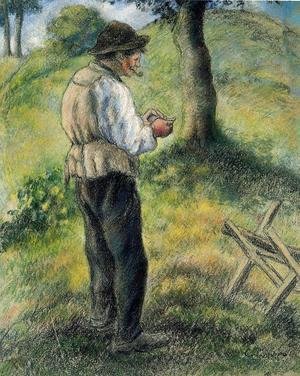 Camille Pissarro - Father Melon Lighting his Pipe, c.1879