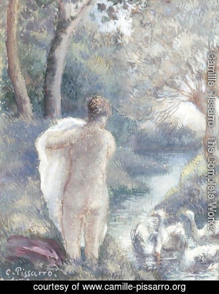 Camille Pissarro - Nude with Swans, c.1895 2