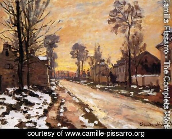 Camille Pissarro - Road at Louveciennes, Melting Snow, Sunset