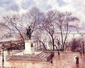 Camille Pissarro - The Raised Terrace of the Pont-Neuf, Place Henri IV: Afternoon, Rain