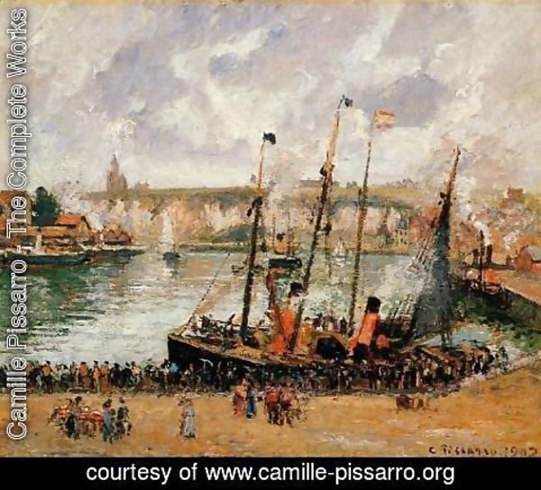 Camille Pissarro - The Inner Harbor, Dpeppe: High Tide, Morning, Grey Weather