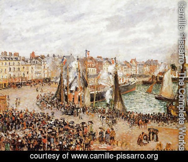Camille Pissarro - The Fishmarket, Dieppe: Grey Weather, Morning