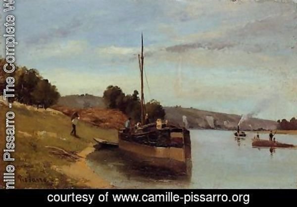 Camille Pissarro - Barges at Le Roche Guyon