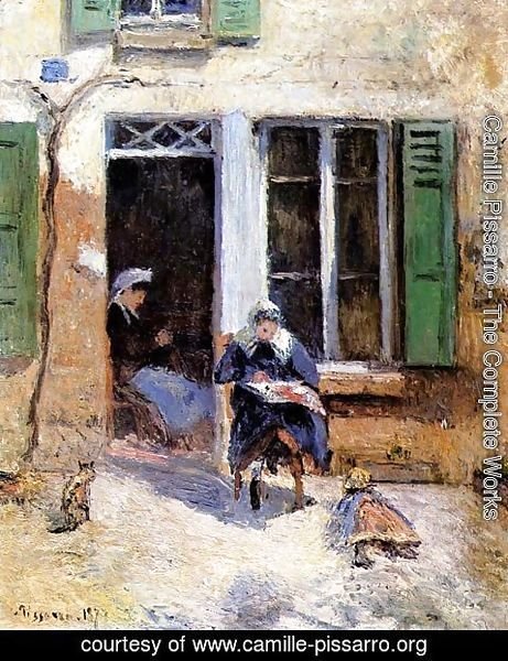Camille Pissarro - Woman and Child Doing Needlework