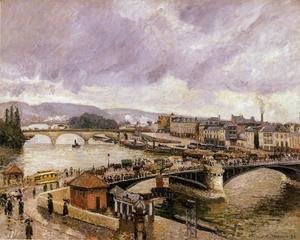 Camille Pissarro - The Pont Boieldieu , Rouen: Rain Effect