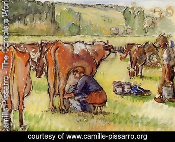 Camille Pissarro - Milking Cows