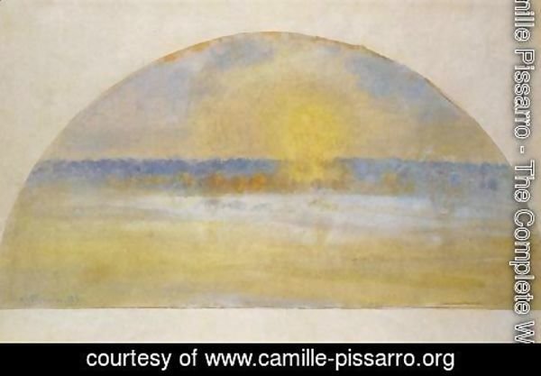 Camille Pissarro - Sunset with Mist, Eragny