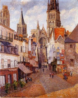 Camille Pissarro - Sunlight, Afternoon, La Rue de l'Epicerie, Rouen