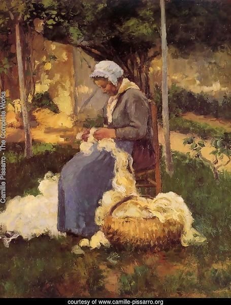 Peasant Woman Carding Wool