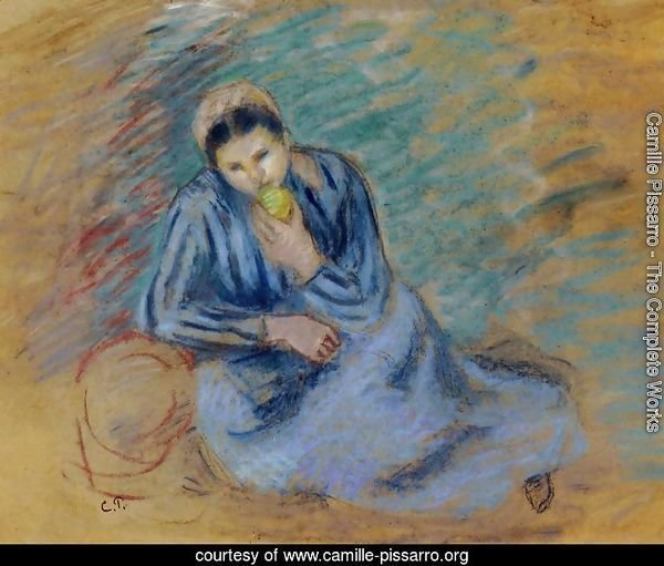 Seated Peasant Woman Crunching an Apple
