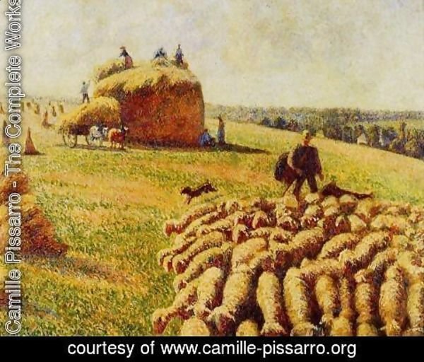 Camille Pissarro - Flock of Sheep in a Field after the Harvest