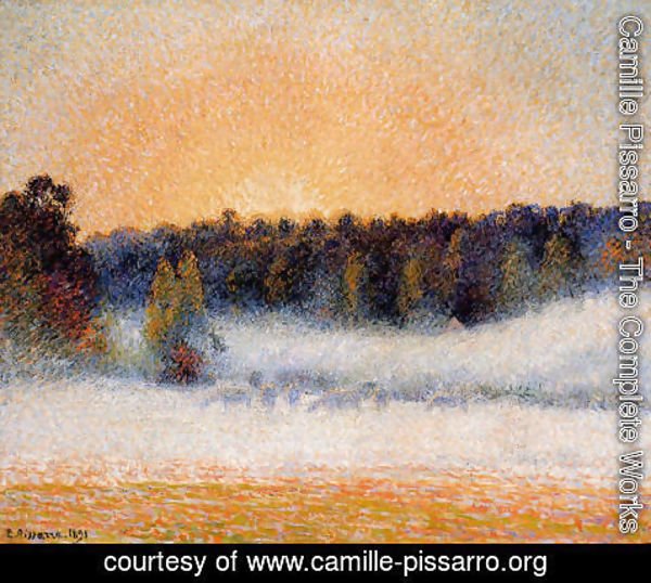 Camille Pissarro - Setting Sun and Fog, Eragny