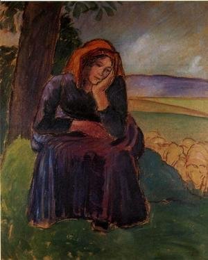 Camille Pissarro - Seated Shepherdess