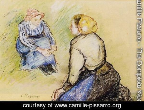 Camille Pissarro - Seated Peasant and Knitting Peasant