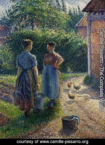 Camille Pissarro - Peasants Chatting in the Farmyard, Eragny