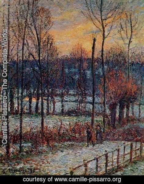 Camille Pissarro - The Effect of Snow, Sunset, Eragny
