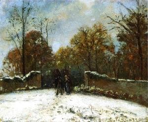 Camille Pissarro - Entering the Forest of Marly (Snow Effect)