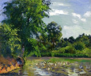 Camille Pissarro - Ducks on the Pond at Montfoucault