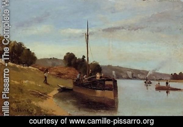 Camille Pissarro - Barges at Le Roche Goyon