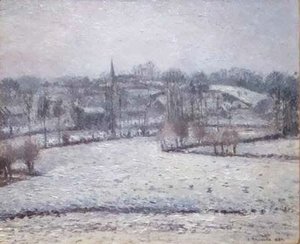 Snow Scene at Eragny View of Bazincourt