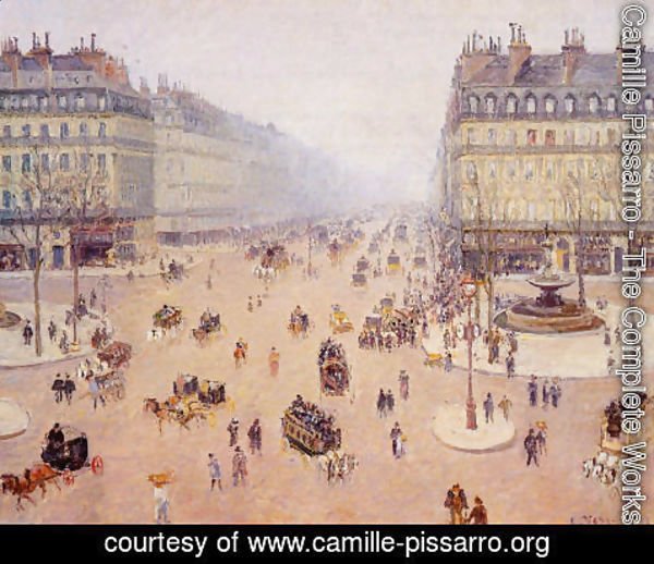 Camille Pissarro - Avenue de l Opera Place du Thretre Francais Misty Weather 1898
