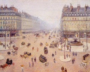 Avenue de l Opera Place du Thretre Francais Misty Weather 1898