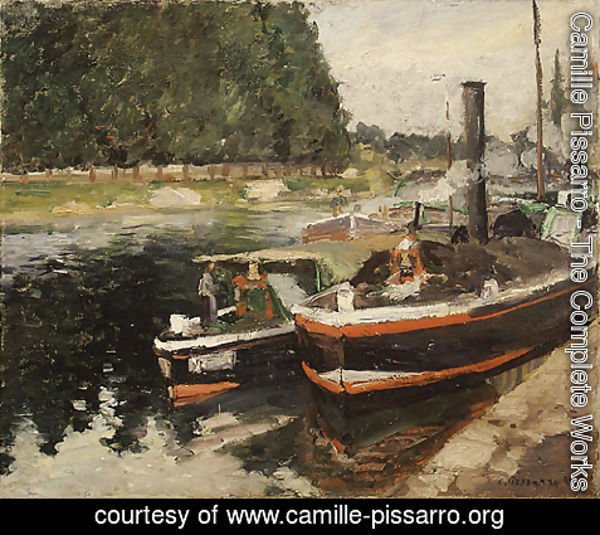 Camille Pissarro - Barges at Pontoise 1876