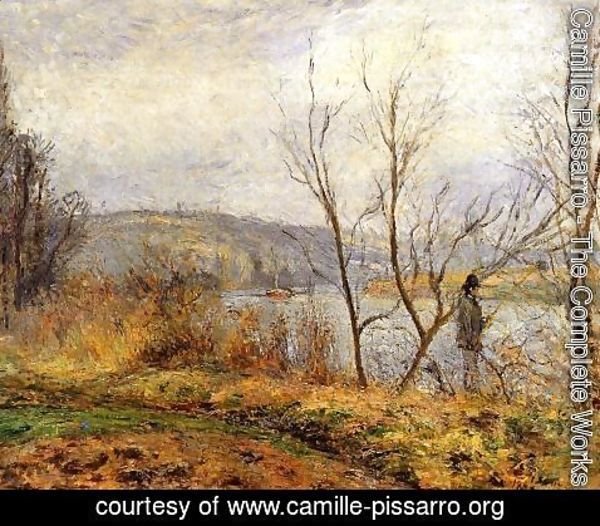 Camille Pissarro - The Banks of the Oise Pontoise (aka Man Fishing)  1878
