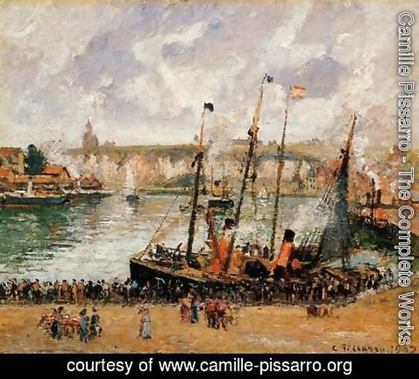 Camille Pissarro - The Inner Harbor Dpeppe High Tide Morning Grey Weather  1902