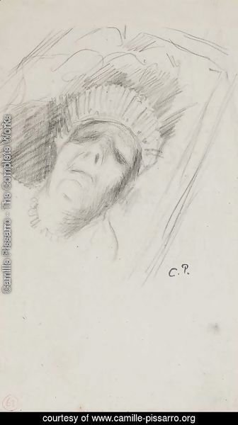 Madame Pissarro mere sur son lit de mort