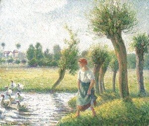Camille Pissarro - Paysanne gardant des oies, Eragny