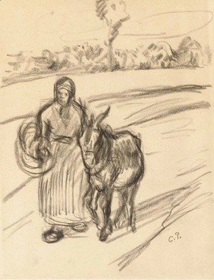 Camille Pissarro - Une femme avec un Ane