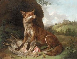 Camille Pissarro - A fox with a dead cockerel in a landscape