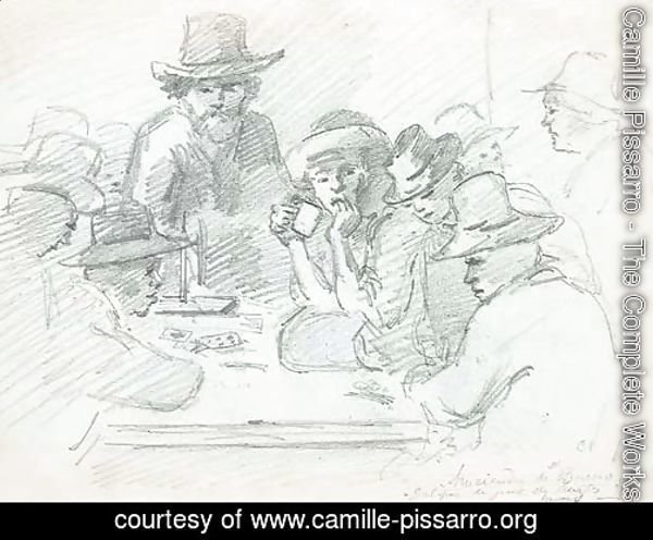 A group of Indians playing cards around a table, Galipa