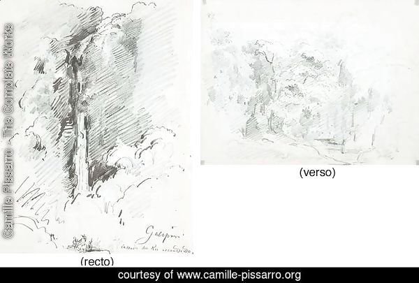 The waterfalls of the Rio Escondido at Galipan, with studies of figures (recto)|A forest in the mountains (verso)