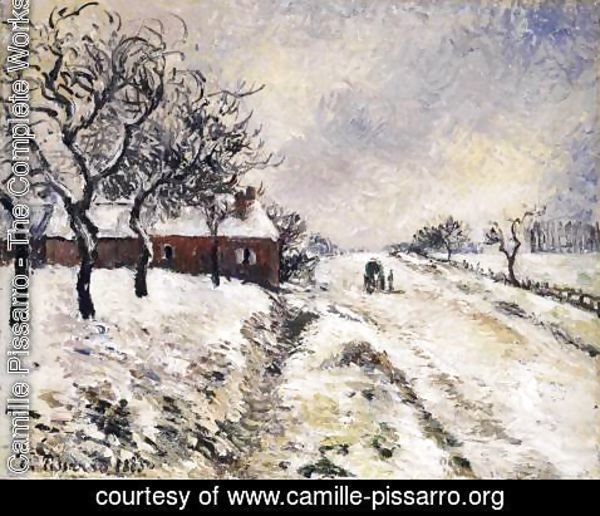 Camille Pissarro - Snow Effect at Eragny, Road to Gisors