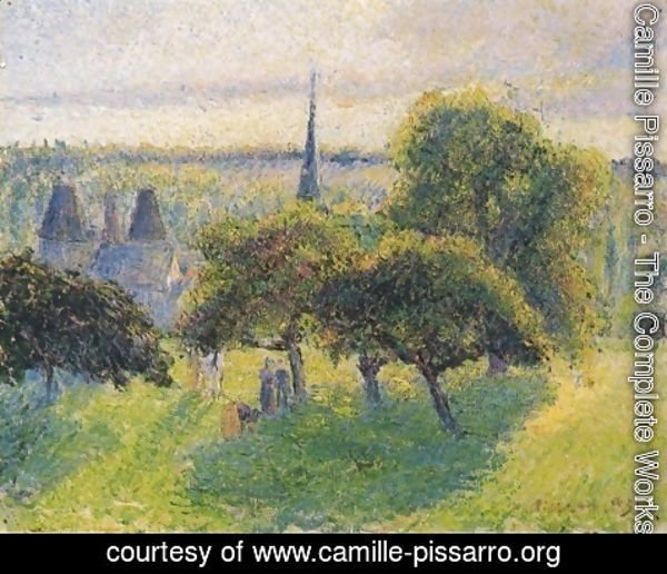 Camille Pissarro - Farm and Steeple at Sunset