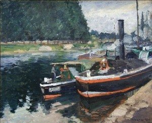 Camille Pissarro - Barges on Pontoise