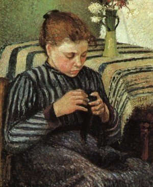 Girl Sewing 1895